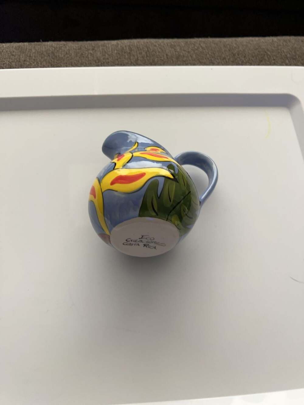 Eco Creaciones Costa Rica Hand Painted Ceramic Creamer Pitcher